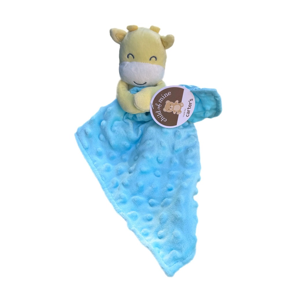 Child of Mine by Carters Giraffe Security Blanket Blue Minky Dot Satin Lovey NWT